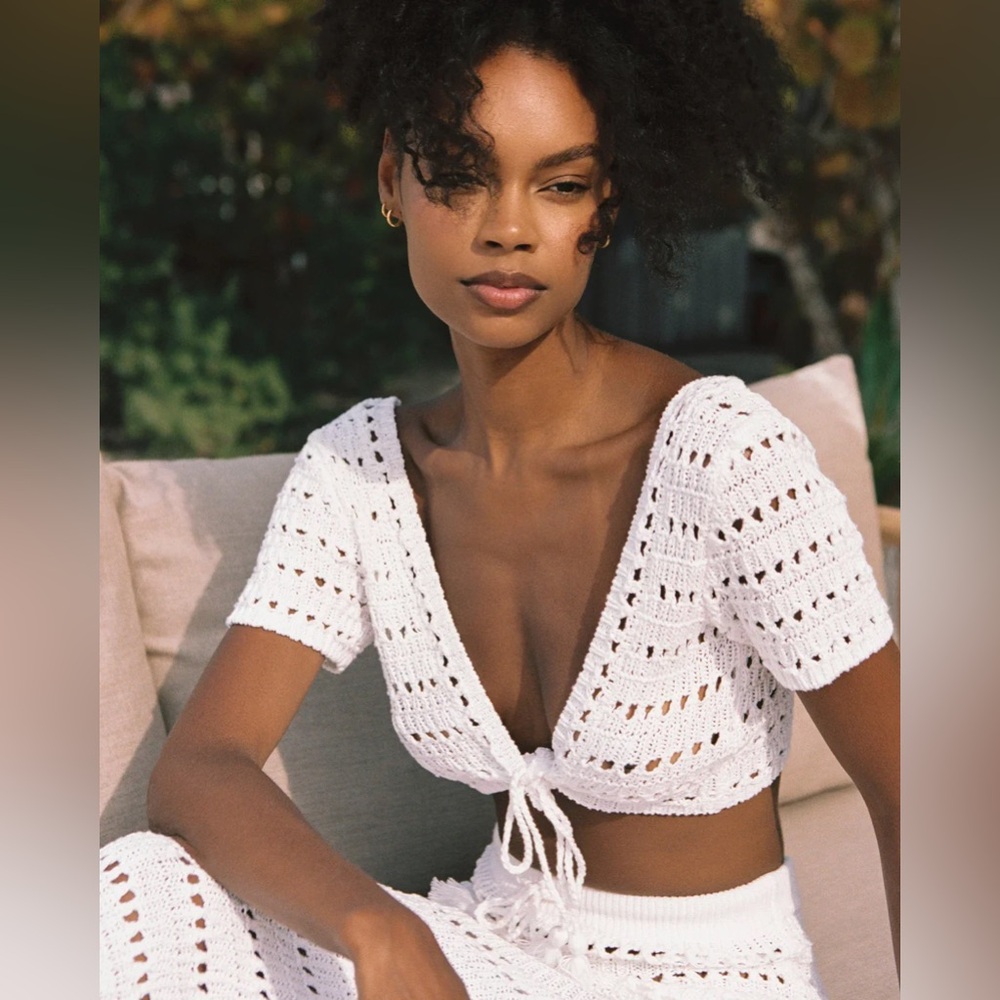 L*Space White Crochet Crop Top
